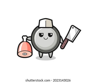 Illustration of button cell character as a butcher , cute style design for t shirt, sticker, logo element