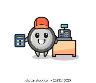 Ilustración del personaje de la celda de botón como cajero , diseño de estilo bonito para camiseta, pegatina, elemento logotipo