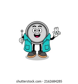 Ilustración de la mascota de la celda botón como dentista, diseño de carácter