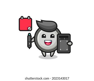 Illustration of button cell mascot as a graphic designer , cute style design for t shirt, sticker, logo element