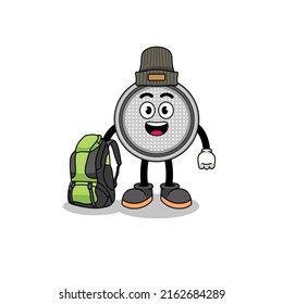 Illustration des Knopfzellmaskotts als Wanderkunde , Zeichendesign