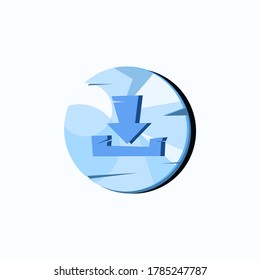 textura de hielo del botón de ilustración con color azul del icono de descarga.