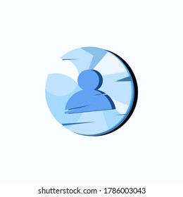 illustration button ice texture with profile icon, button cartoon, blue color.