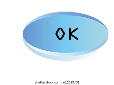  illustration of button with text 'ok' on white background