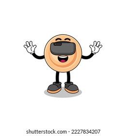 Illustration of button with a vr headset , character design