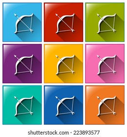 Illustration of the buttons with archers on a white background 