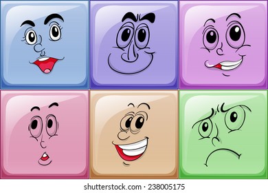 Illustration of buttons with facial expression