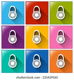 Illustration of the buttons with locks on a white background 