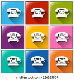 Illustration of the buttons with telephones on a white background 