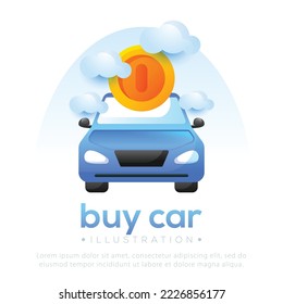 Illustration of buy car. Buy car design