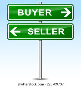 Illustration Of Buyer And Seller Green Sign