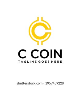 Illustration C coin sign for online payments in the future logo design	
