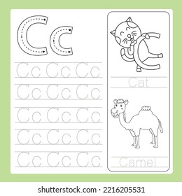 Illustration of C exercise A-Z cartoon vocabulary animal