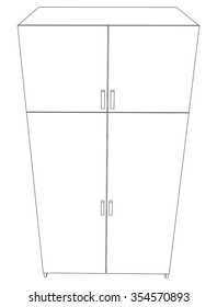 Illustration of cabinet on white background, vector