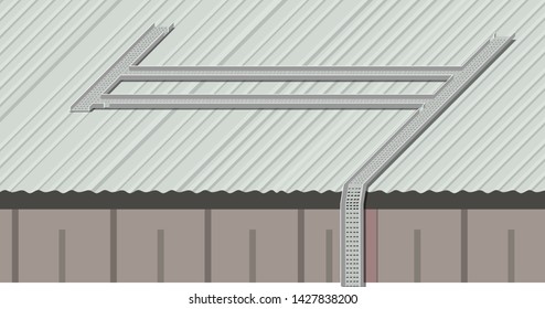 Illustration of Cable tray on rooftop