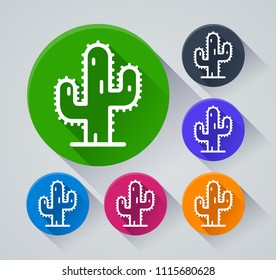 Illustration of cactus circle icons with shadow