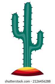 Illustration of cactus. Decorative spiky mexican cacti.