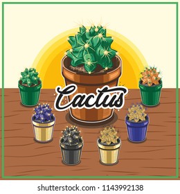 Illustration cactus in desrt