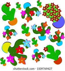 illustration cactus with flower vector background