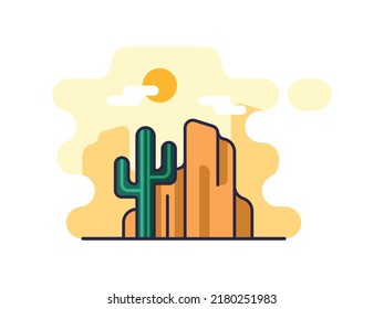 Illustration of a cactus icon, which is isolated on a white background. It is a vector illustration that represents the summer season.