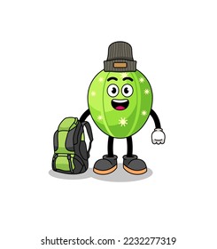 Illustration of cactus mascot as a hiker , character design