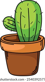 illustration of cactus outline isolated on white background vector