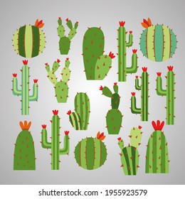 Illustration of Cactus plant in different shape in vector