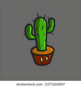 Ilustración de un cactus plantado en una olla