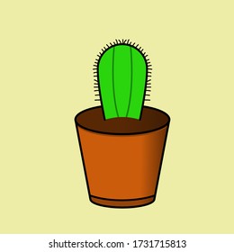 Illustration of cactus in a pot.