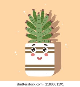 illustration of a cactus in a pot, ready-made banner with a cactus in a pot,Caring for houseplants. Houseplant, home garden, gardening, plant lover, houseplant store concept, greenhouse