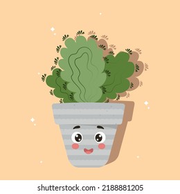 illustration of a cactus in a pot, ready-made banner with a cactus in a pot,Caring for houseplants. Houseplant, home garden, gardening, plant lover, houseplant store concept, greenhouse