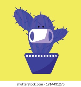 Illustration of a cactus in quarantine, vector