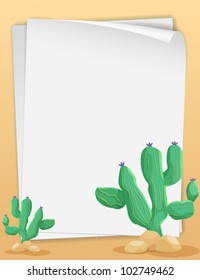 Ilustración de la escena del cactus y del papel
