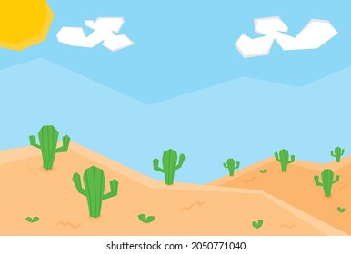 An illustration of cactus trees in the desert