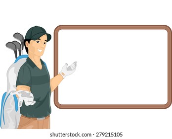 Illustration of a Caddy Gesturing to a Blank Board