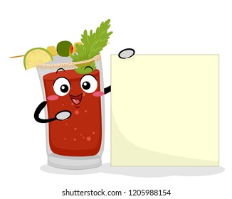 Illustration of a Caesar Drink Mascot Holding and Pointing to a Blank Board