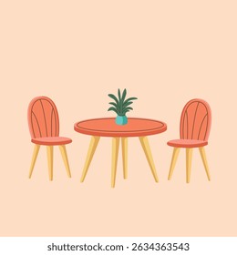 Una ilustración de una silla y mesa de café