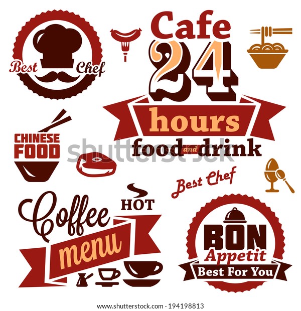 Illustration Cafe Labels Flat Design Style Stock Vector (Royalty Free ...