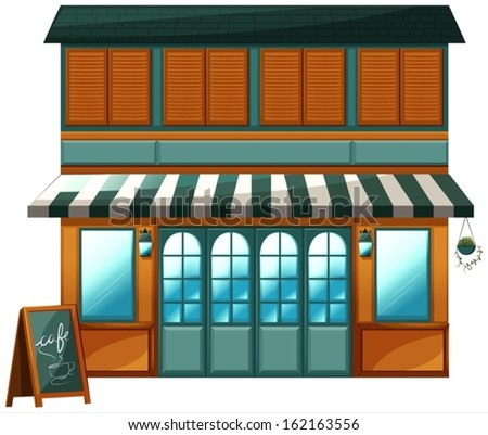 Illustration of a cafe on a white background