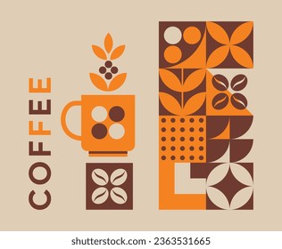 Illustration for cafe and restaurant menus. Design illustration in minimalistic style. Packaging design for shop. A cup of coffee.