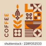 Illustration for cafe and restaurant menus. Package with coffee branch. Packaging design for shop.