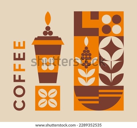 Illustration for cafe and restaurant menus. Package with coffee branch. Design for takeaway coffee.
