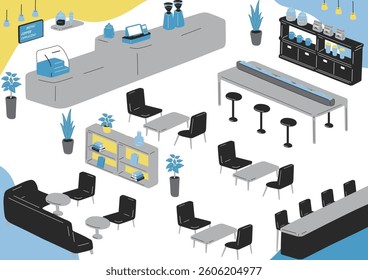 Illustration of a cafe scene