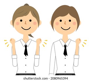 It is an illustration of cafe staff doing fighting poses.