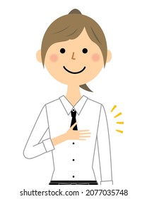 Illustration of a cafe staff to hit a chest.