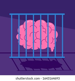 Illustration of Caged Brain or Knowledge