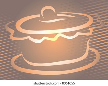 Illustration of a cake with cherry on top