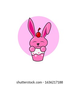 Illustration of cake food in the form of a rabbit. used for sticker templates