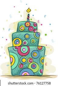 Illustration of a Cake with a Funky Design