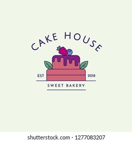Illustration of cake house logo. Vector style logo.